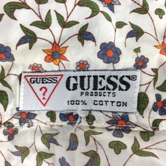 GUESS Vintage Top 90s Y2K Sleeveless Button Up Floral Boho Flowers Garden Party - Picture 5 of 7